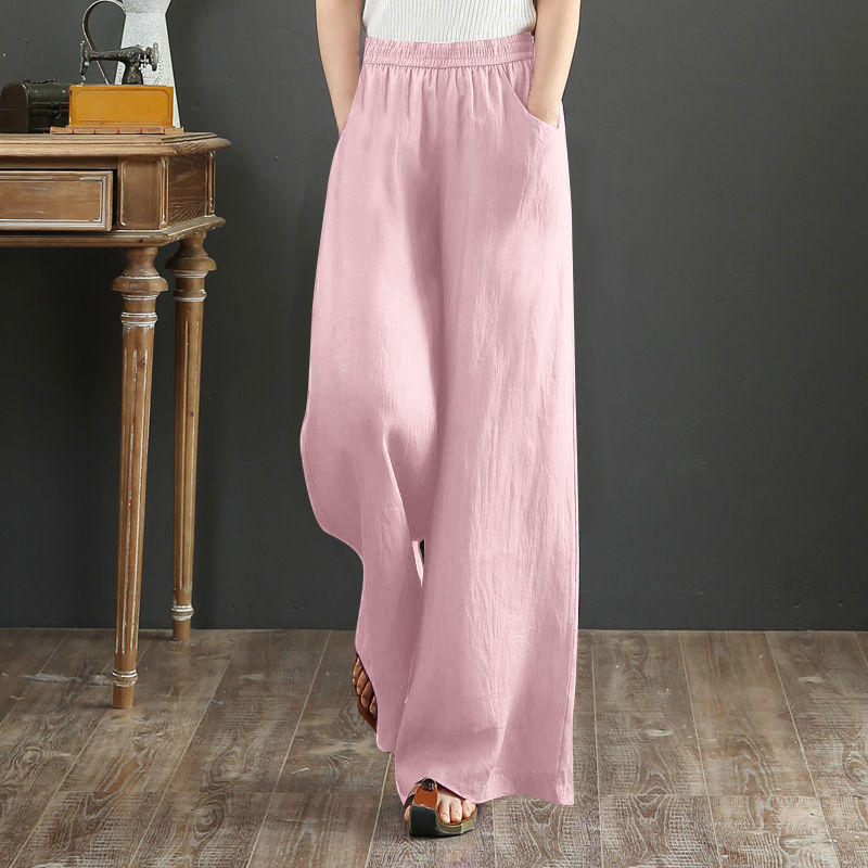 Title 9, Pure Linen Korean Wide Leg Pants Women Loose Rope