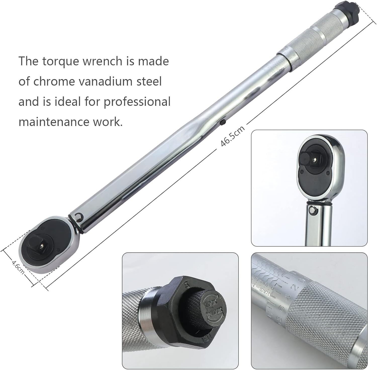 1 2 Inch Ratcheting Torque Wrench 28-210Nm With 17 19 21mm Drive Socket — foto 11