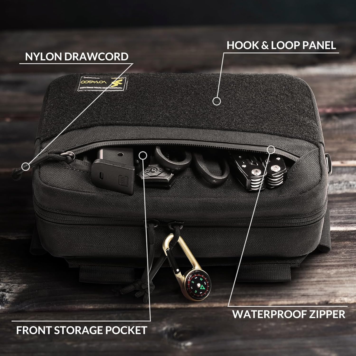 Tactical EDC Waist Bag for Outdoor Activities. Premium materials - The VOTAGOO combat fanny pack is well-made from water-resistant 1000D nylon and featuring a robust reinforced buckle. This rugged and durable design ensures optimal protection and reliabil