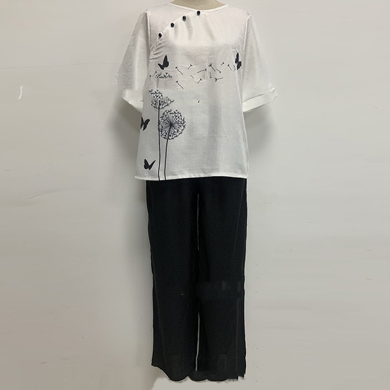 Women's Printed Top And Pants Two-piece Suit