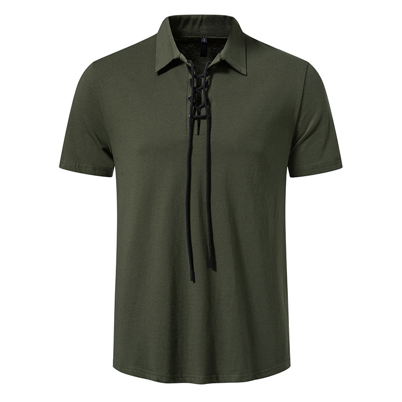 Title 3, Effen poloshirt met opstaande kraag, veters, za...