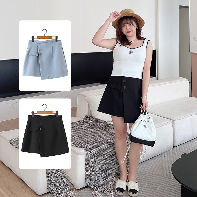 A-line High-waisted Suit With Anti-glare Culottes