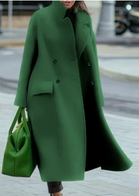 European And American Women's New Long Sleeved Large Woolen Overcoat