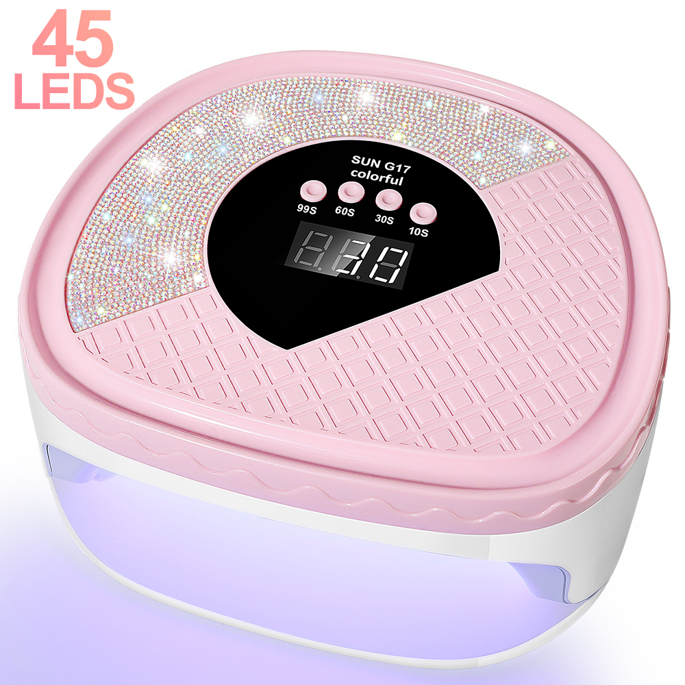 UV Nail Dryer Gel Nail Lamp, LED Light For Gel Polish-4 Timers Professional Nail Art Accessories Nail Lamp With 42 Beads & Touch Display, Shining Crystal Decorations, Curing Gel Toe Nails