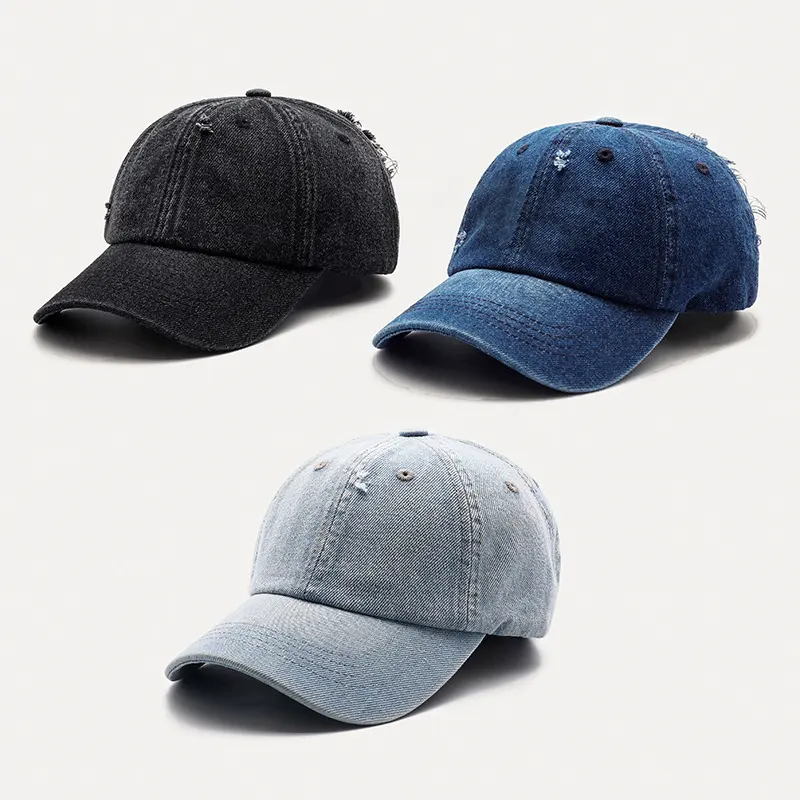 Hole Denim Korean Men and Women General Baseball Caps