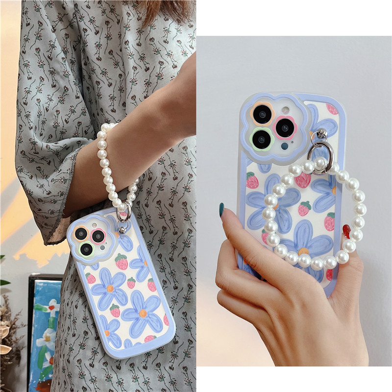 Blue Flower Pearl Mobile Phone Case - Image 4
