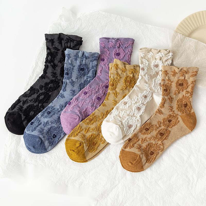 Title 6, Damen Baumwollsocken mit Vintage-Jacquard-Muste...