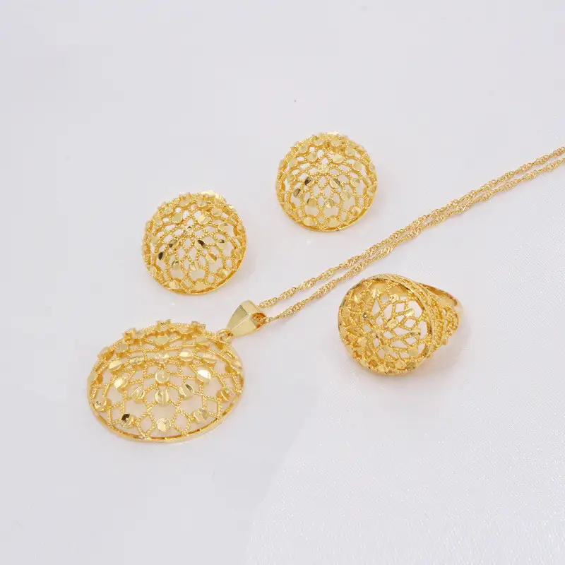 Three-piece Bridal Necklace Earrings Ring
