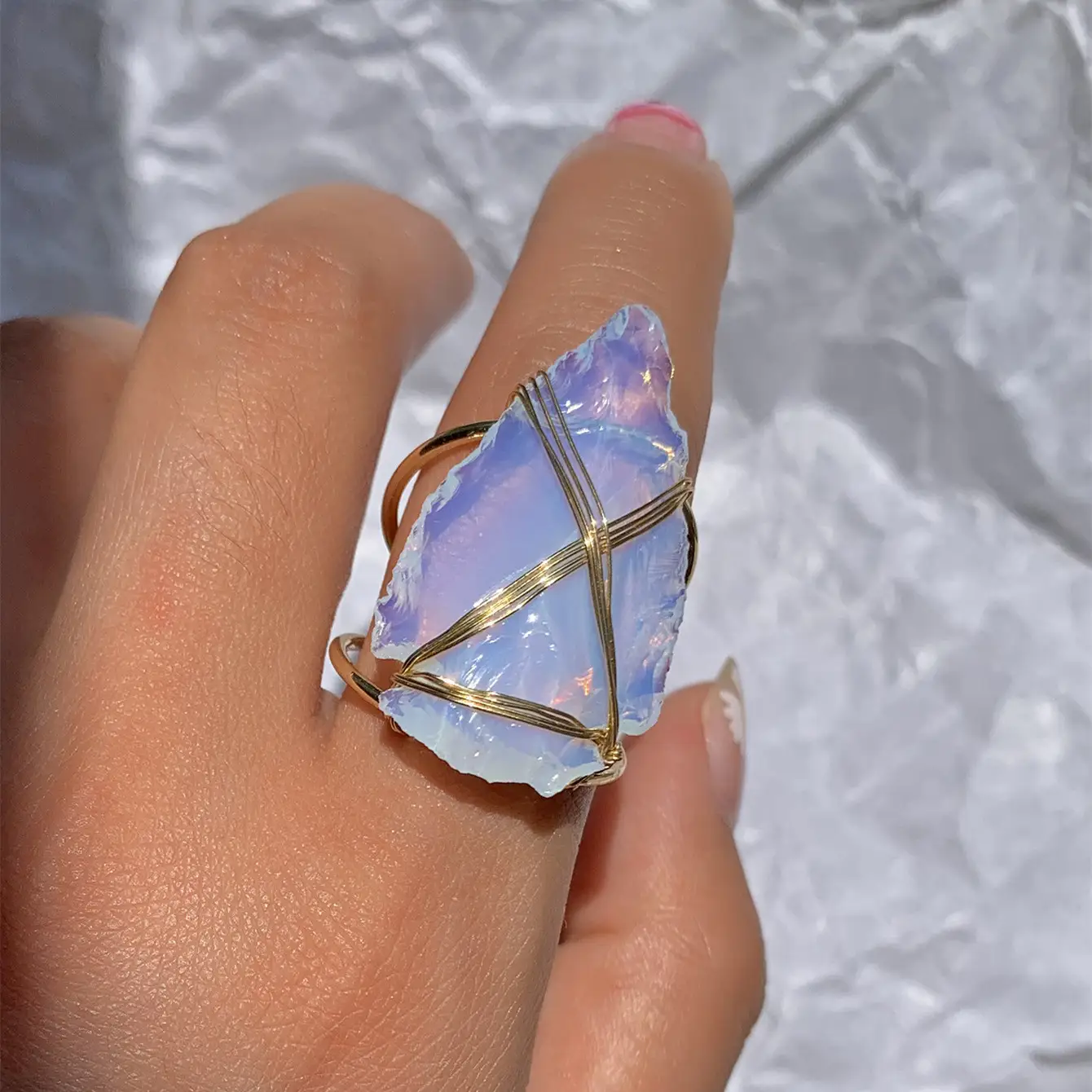 Women's Acrylic Arrow Shape Opal Ring