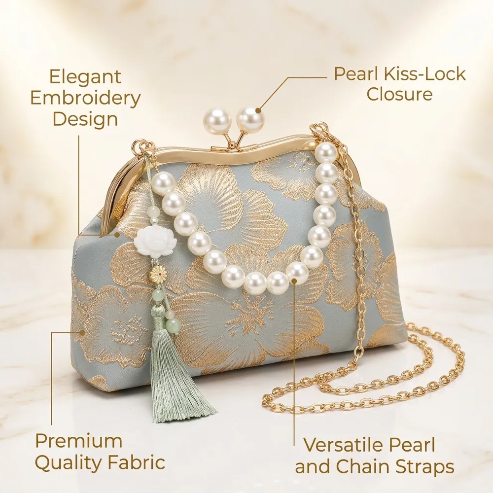 Pearl Embroidered Shoulder Bag Crossbody Bags For Woman Handbag — image 7