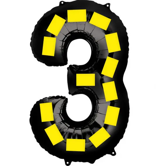 40 Inch US Version Oversized Number Black Yellow Dotted Balloon
