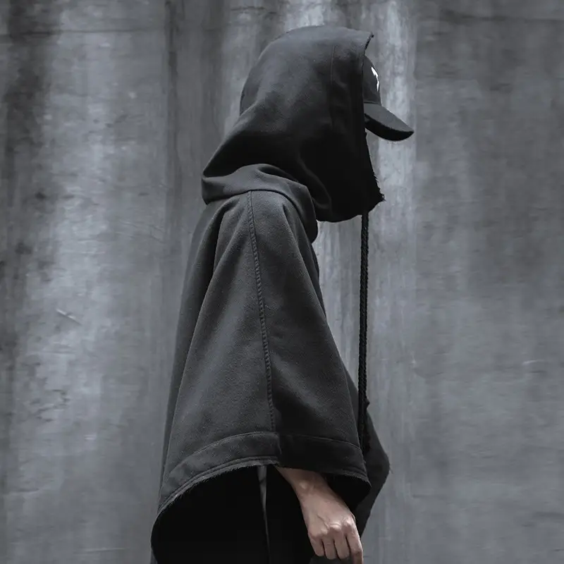 Dark Sweater Cape Cloak Men And Women Loose Casual Hooded Coat