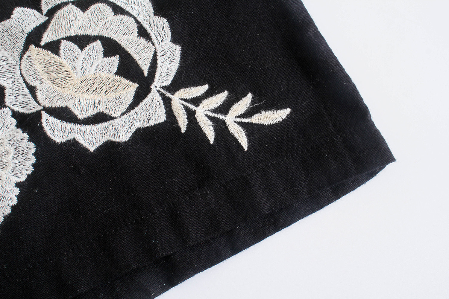 Embroidered V-Neck Puff-Sleeve Linen Jumpsuit - Image 2