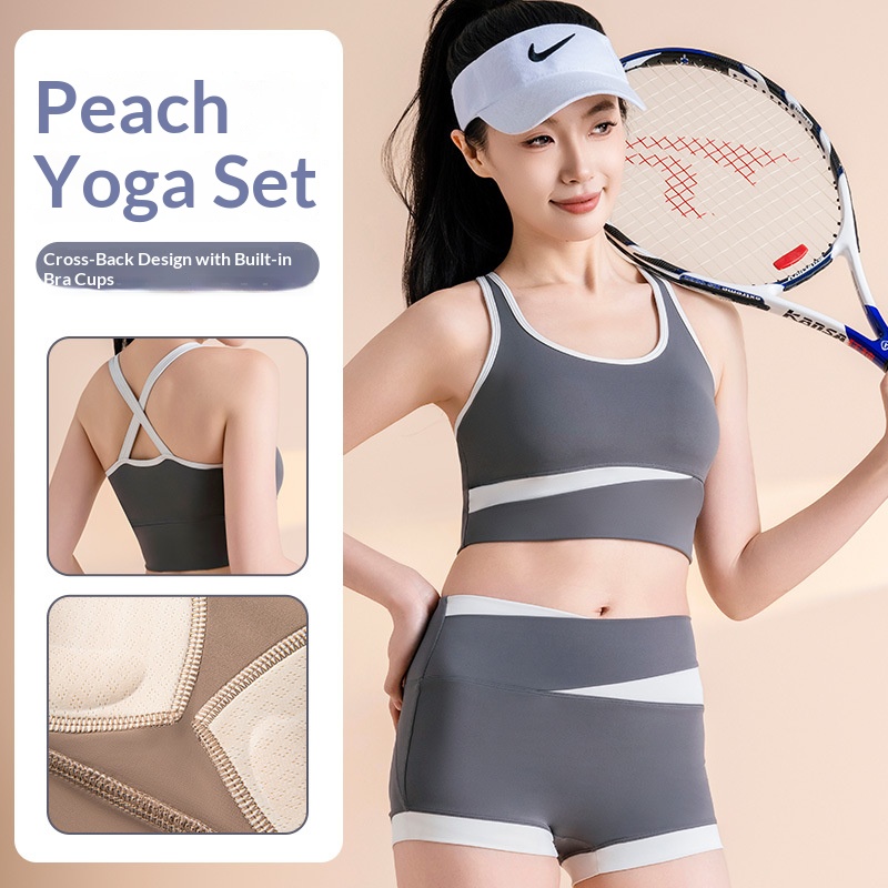 Summer Short Tight Fashionable Suit High Waist Naked Feeling Training Running Sports Fitness Yoga Clothes Quick Dry Beautiful Back