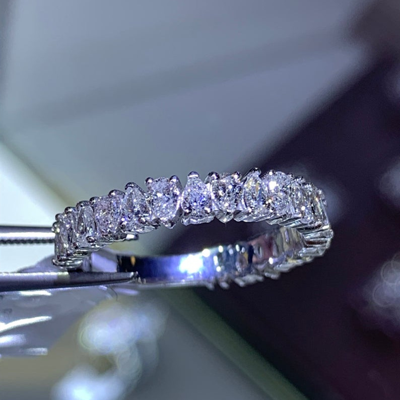 Простые роскошные женские кольца со стразами и инкрустацией в форме капли воды