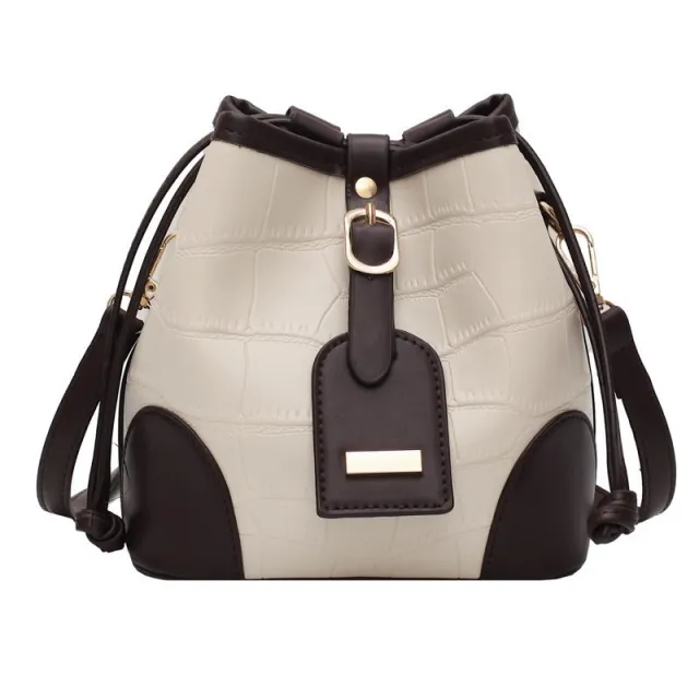 One shoulder Messenger Bag Stone Pattern Leisure Bucket Bag Withdrawable Handbag Coffee - Shop at LoveMi