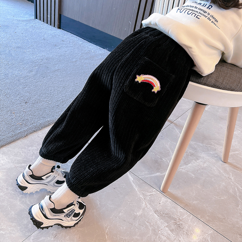 Girls Plus Fleece To Keep Warm And Loose Trousers