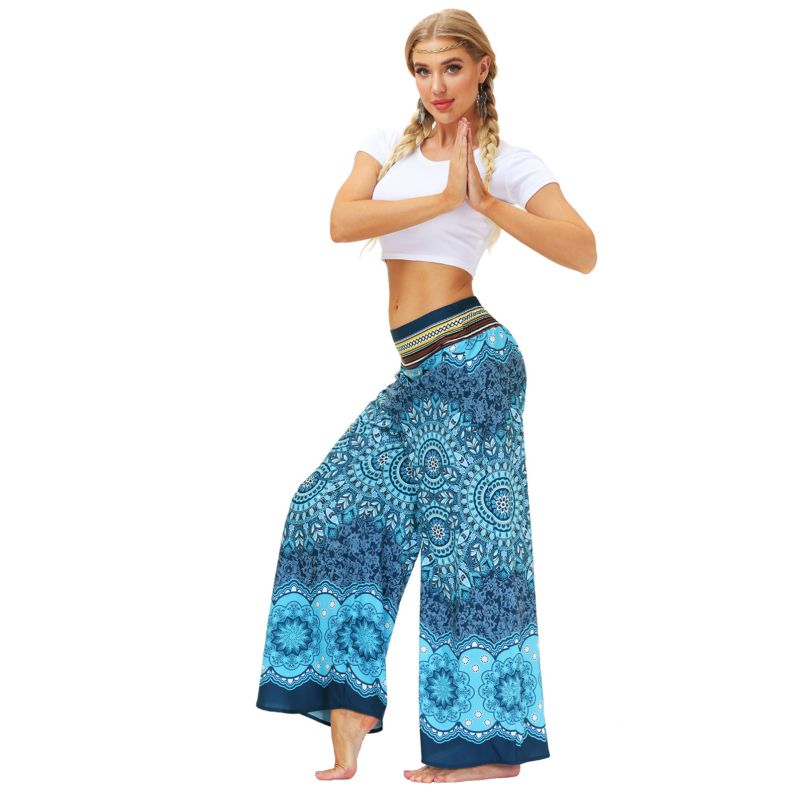 Digital Printing Casual Wide-leg Pants Loose Straight-leg Trousers