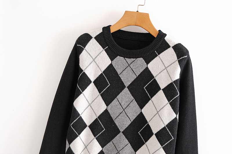 Title 2, All Match Diamond Check Strickpullover