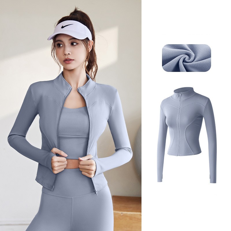 Title 3, Womens Stand Collar Elastic Slim Running Fitne...