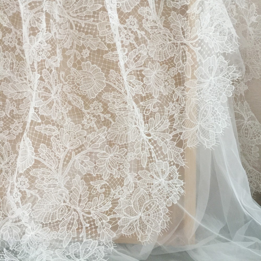 Beige Fishing Thread Wedding Lace Fabric