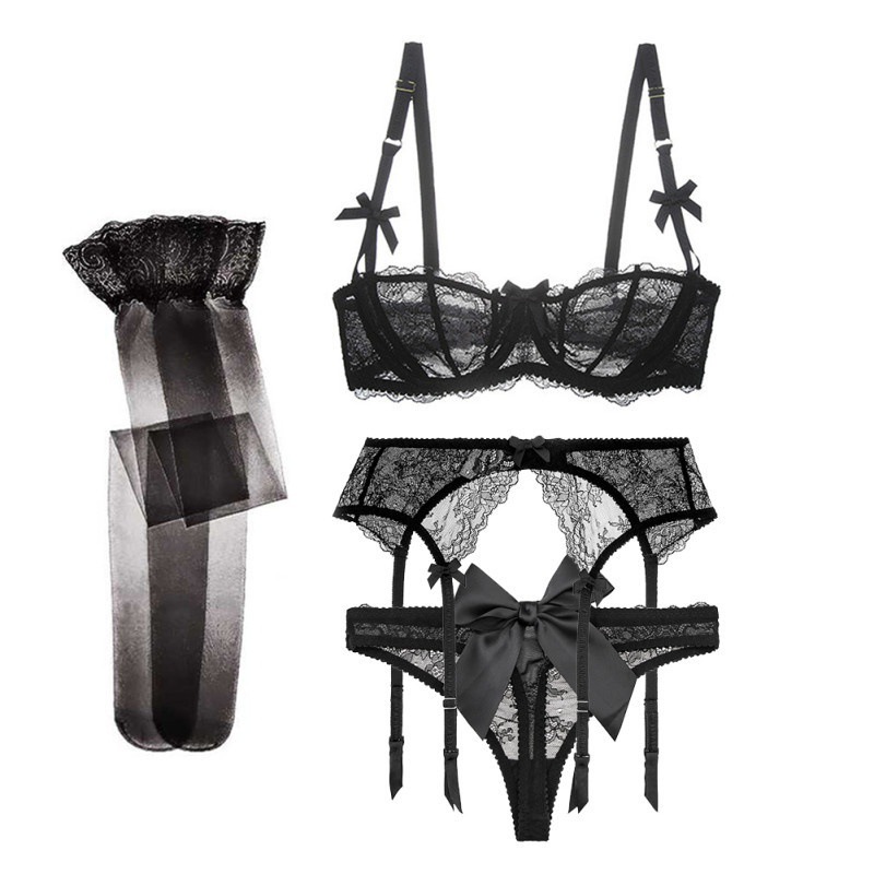 Title 5, Half Cup Lace Bra Set Women