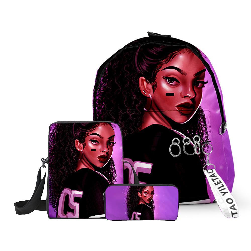 Title 3, Fashion Print Girl Backpack Pen Bag Messenger T...