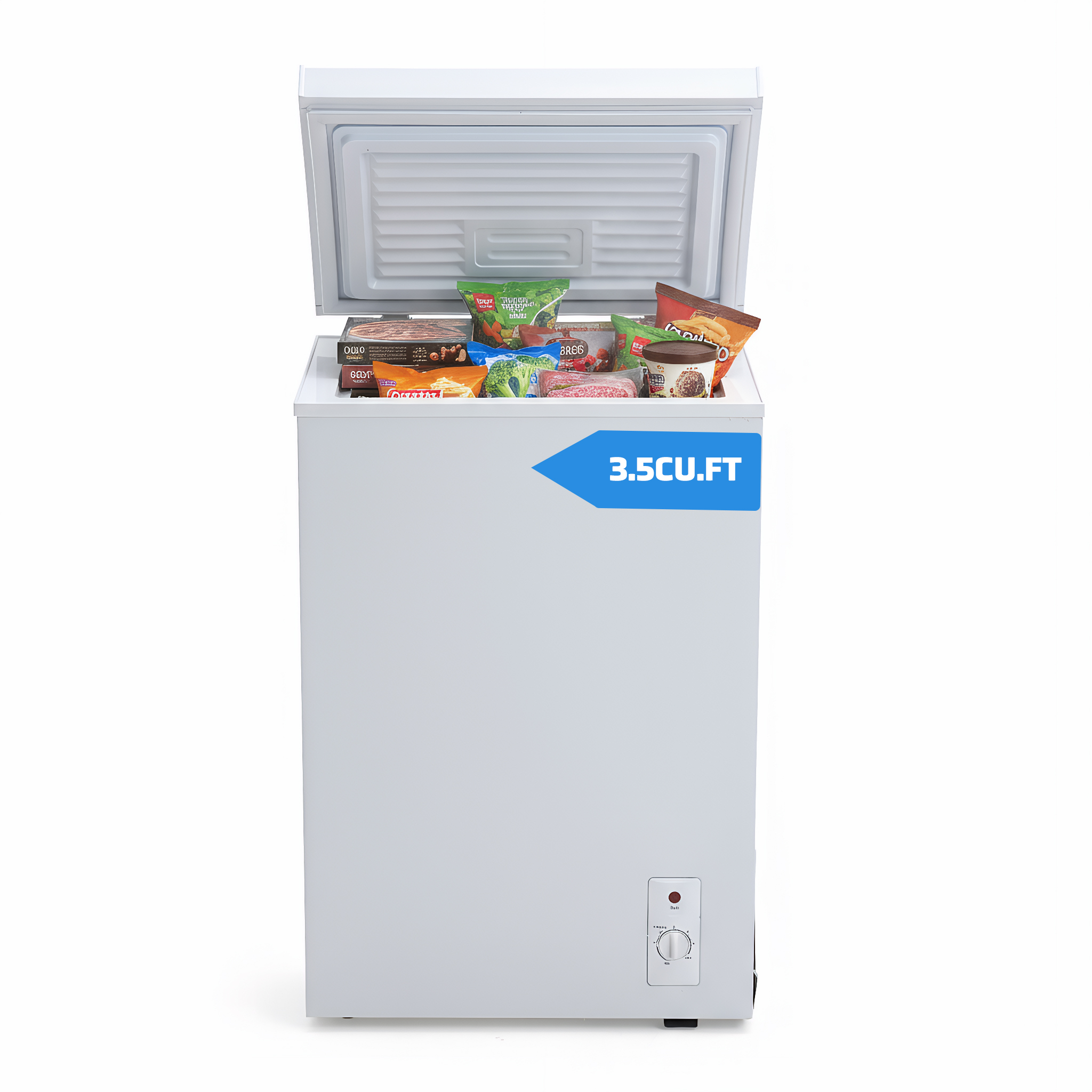 3.5 Cu.Ft Small Chest Freezer Compact Deep Freezer With 7-Level Temperature Control, Rapid Cooling, Energy Efficient & Quiet For Home, Garage, Apartment, And Kitchen, White