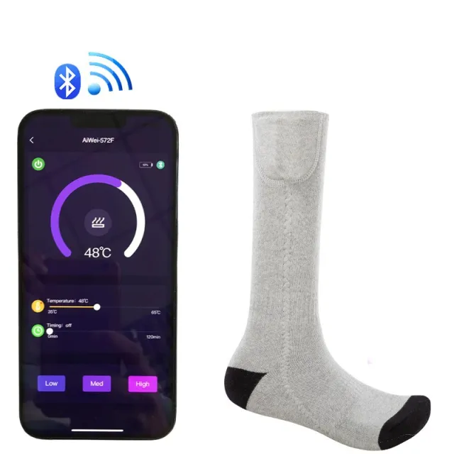 Mobile APP Control Winter Heating Athletic Socks Gray - Shop at LoveMi