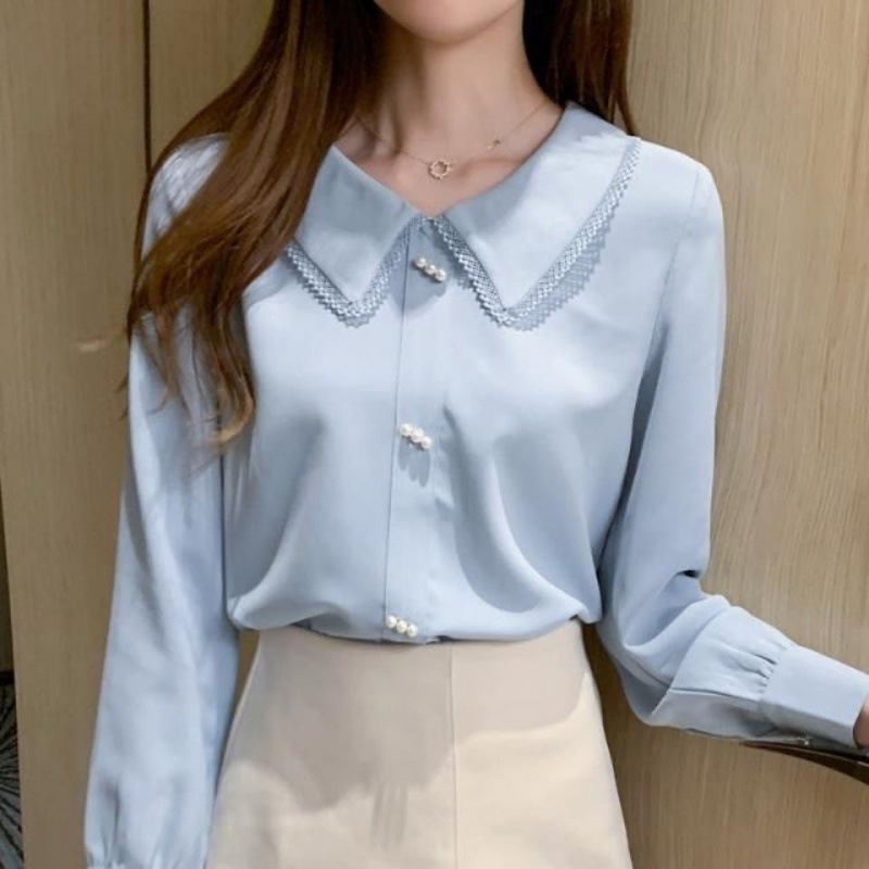 Title 5, Korean Style All-match Long-sleeved Chiffon Shi...