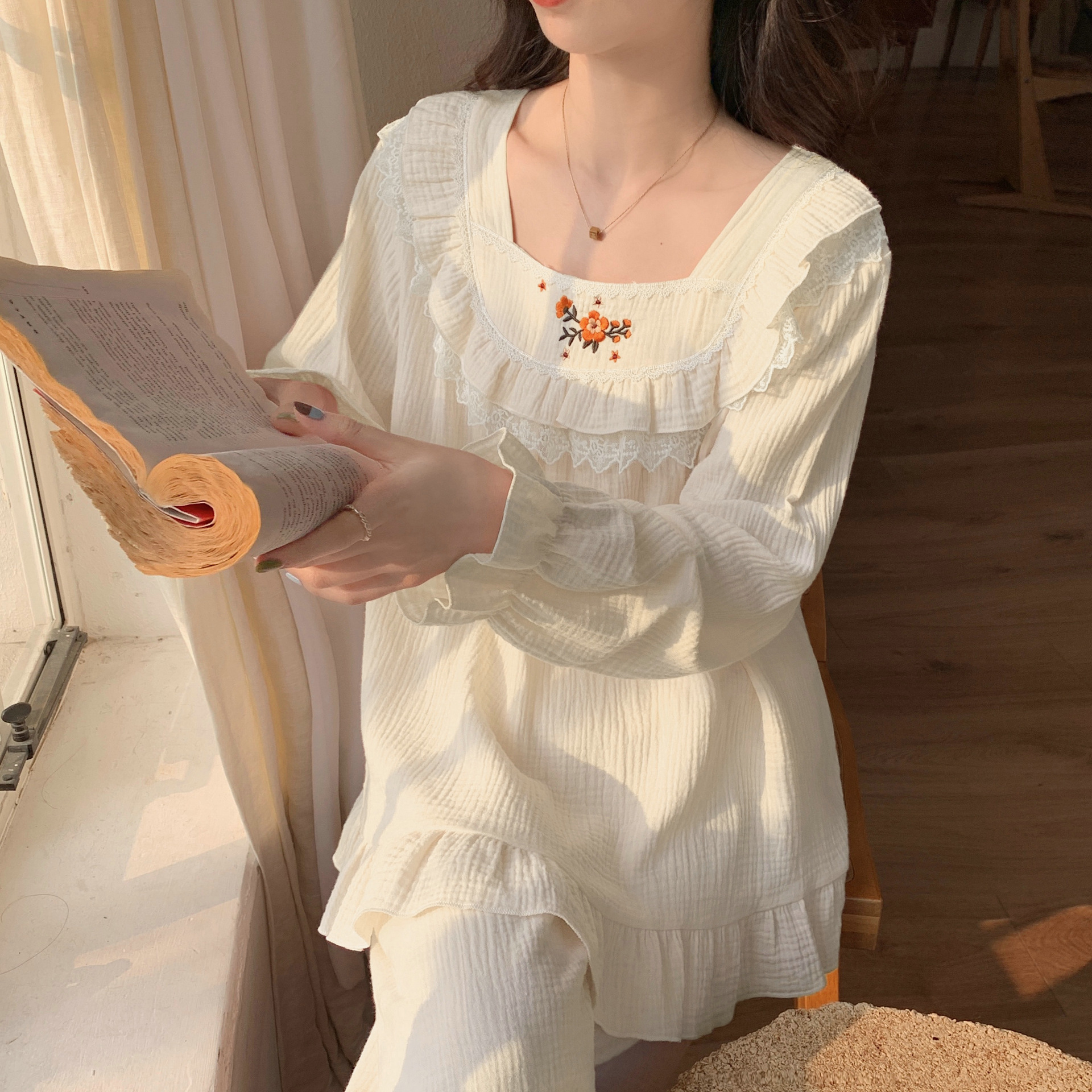 Title 4, Japanese Pastoral Long-sleeved Pajamas Women