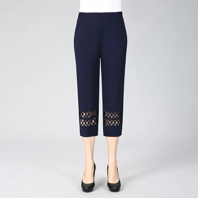 New Straight Hollow Embroidered Casual Pants - 603Navy Blue Prism