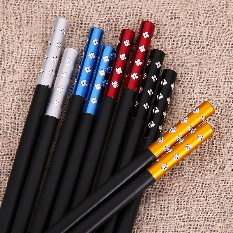 Chopsticks Amber Cherry Alloy Chopsticks Personality Non-slip Japanese Chopstick