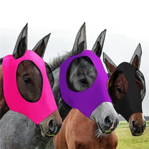 Lycra Horse Fly Mask with Ears Comfort Fit Mesh