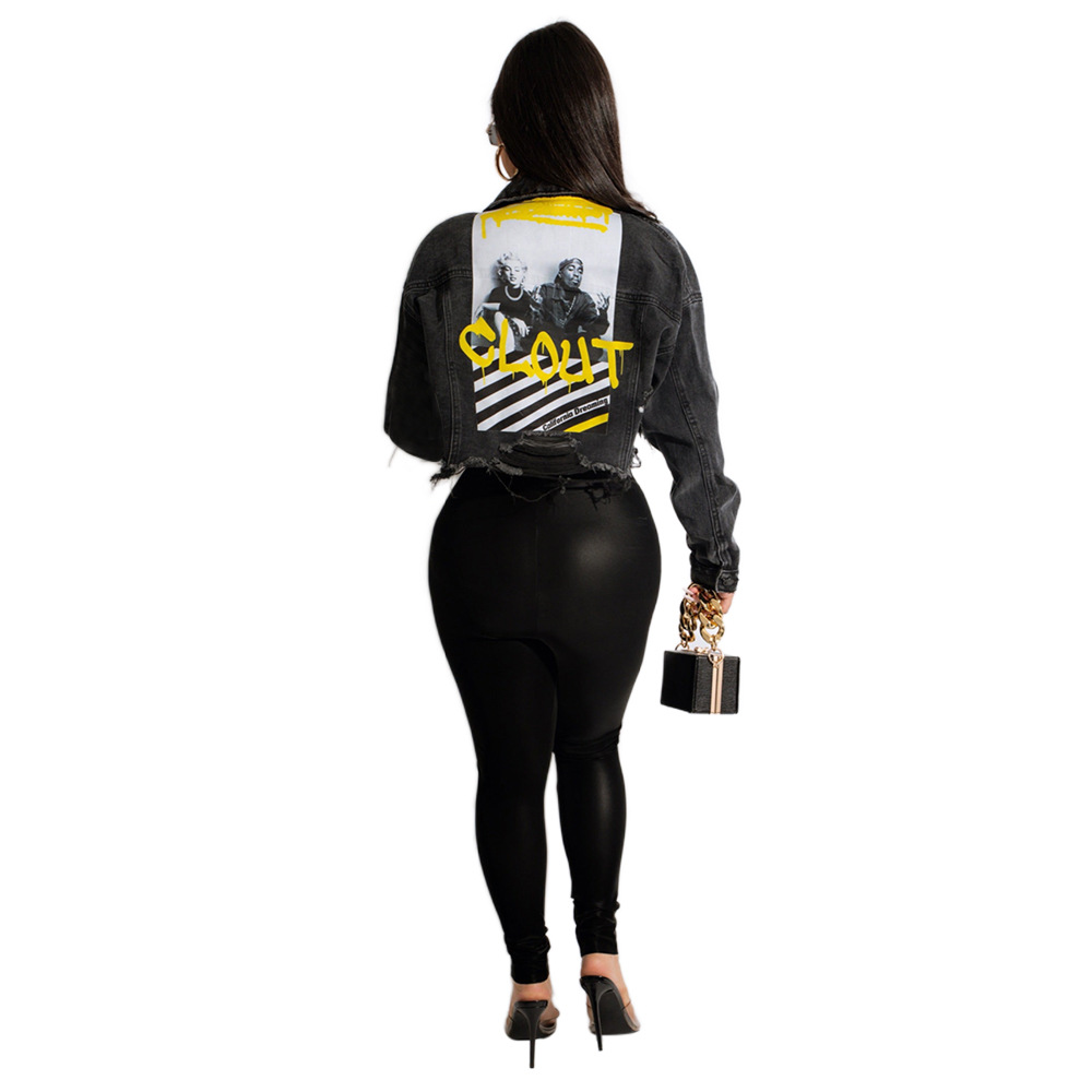 Fashion Hot Retro Everything With Personality Raw Edge Jacket Hot Painted Coat - 7