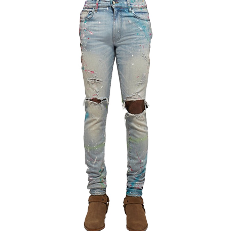 Slim-fit Zippered Trousers With Holes In The Hem Of The Same Style For Men And Women