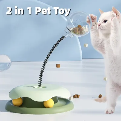 Cat Leakage Food 2 In 1 Toys Turntable Ball Toys Kitten Funny Cat Training Spring Ball Cat Supplies Pet Products
