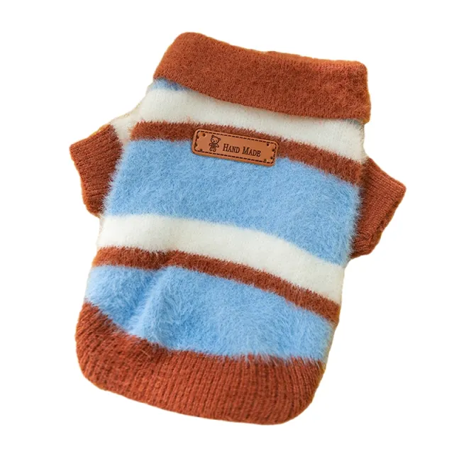 Little Dog Clothes For Autumn And Winter, Small Dog For Winter Warmth, Teddy Bichon Frise POLO Collar Pet Winter Two legged Sweater Blue - Shop at LoveMi