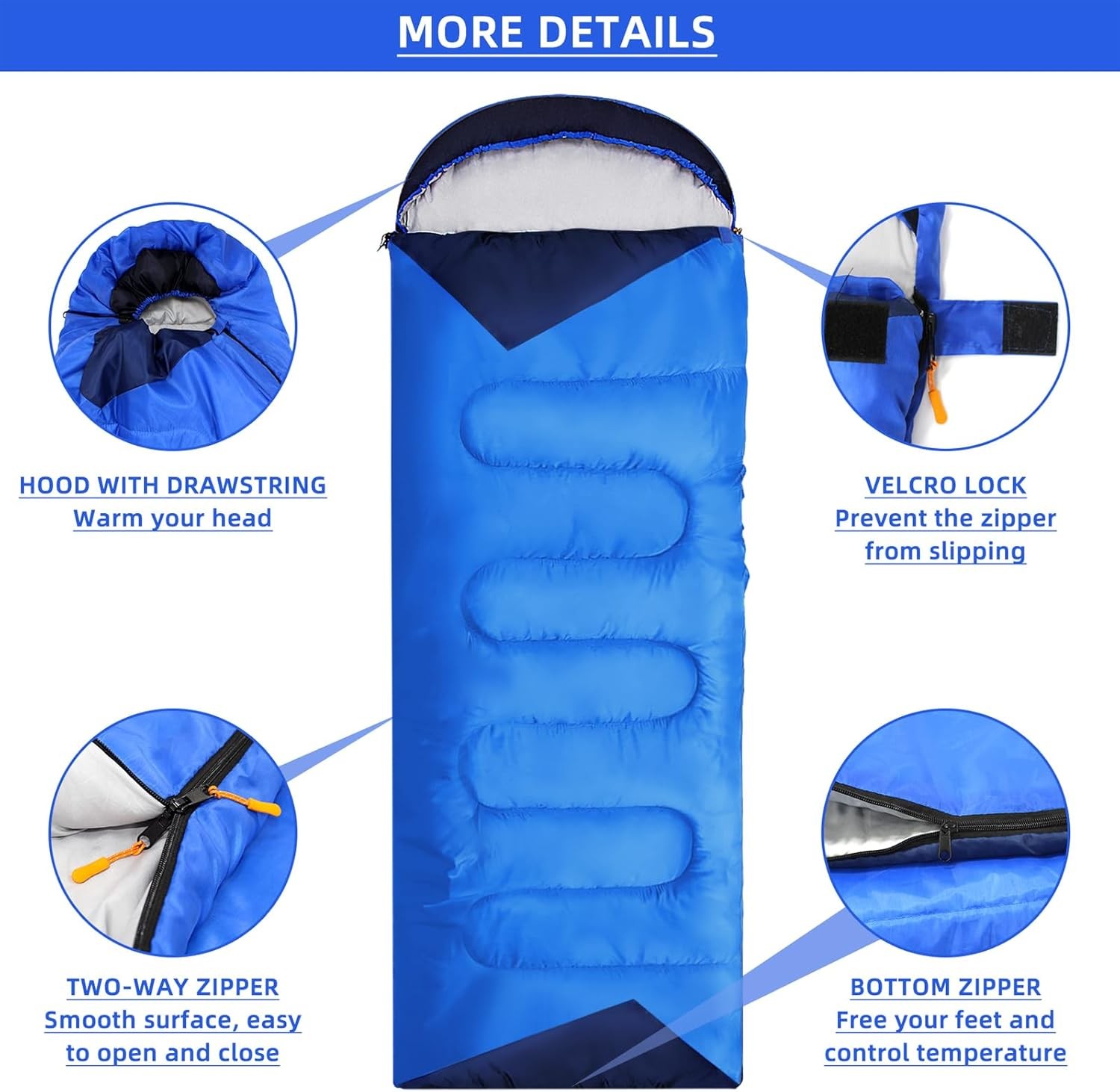 Single Sleeping Bag 0.95KG Blue
