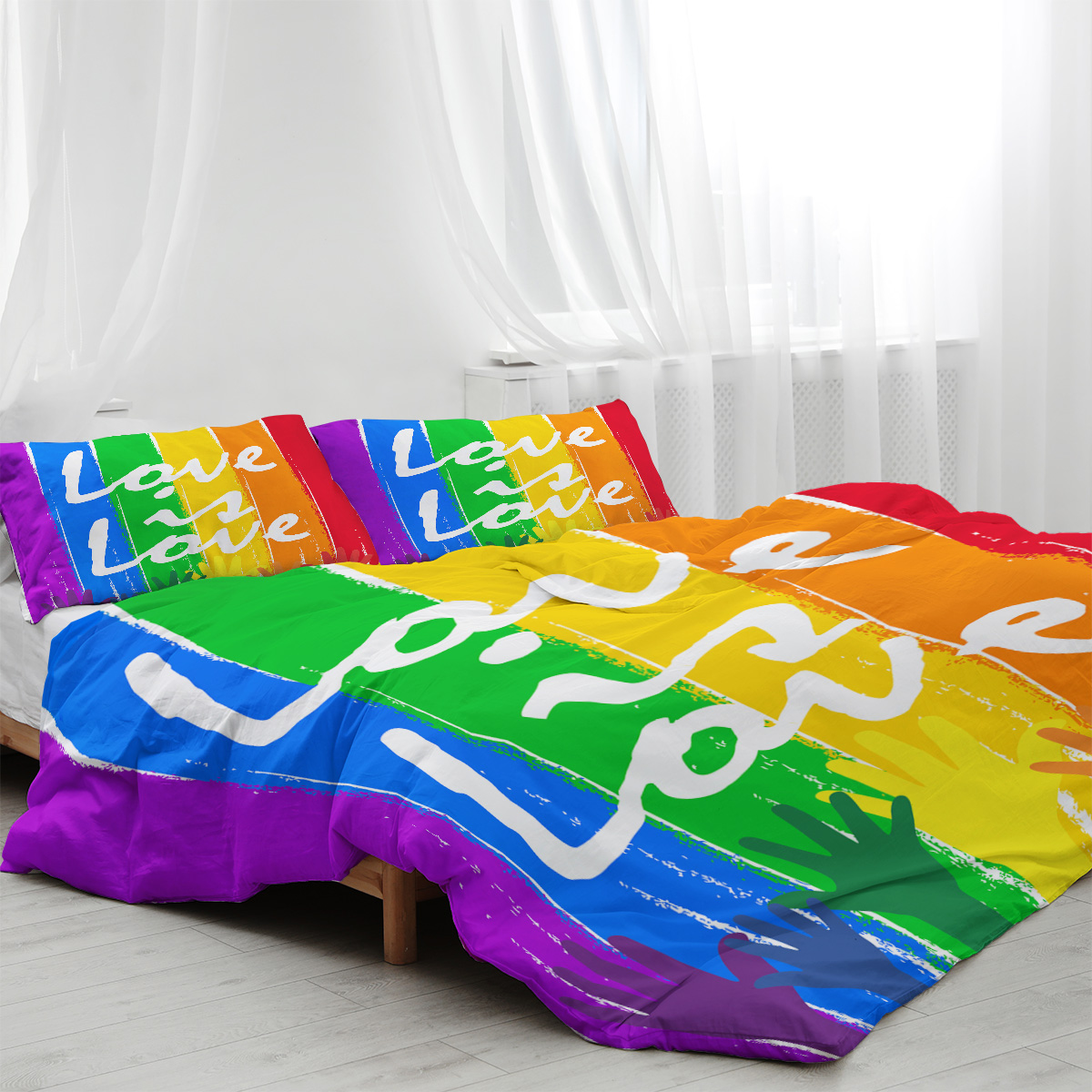 3 Pieces Striped Duvet Cover Set, Microfiber Colorful Stripes Pattern Printed Comforter Cover, Rainbow Striped Bedding Set Soft Breathable Duvet Cover