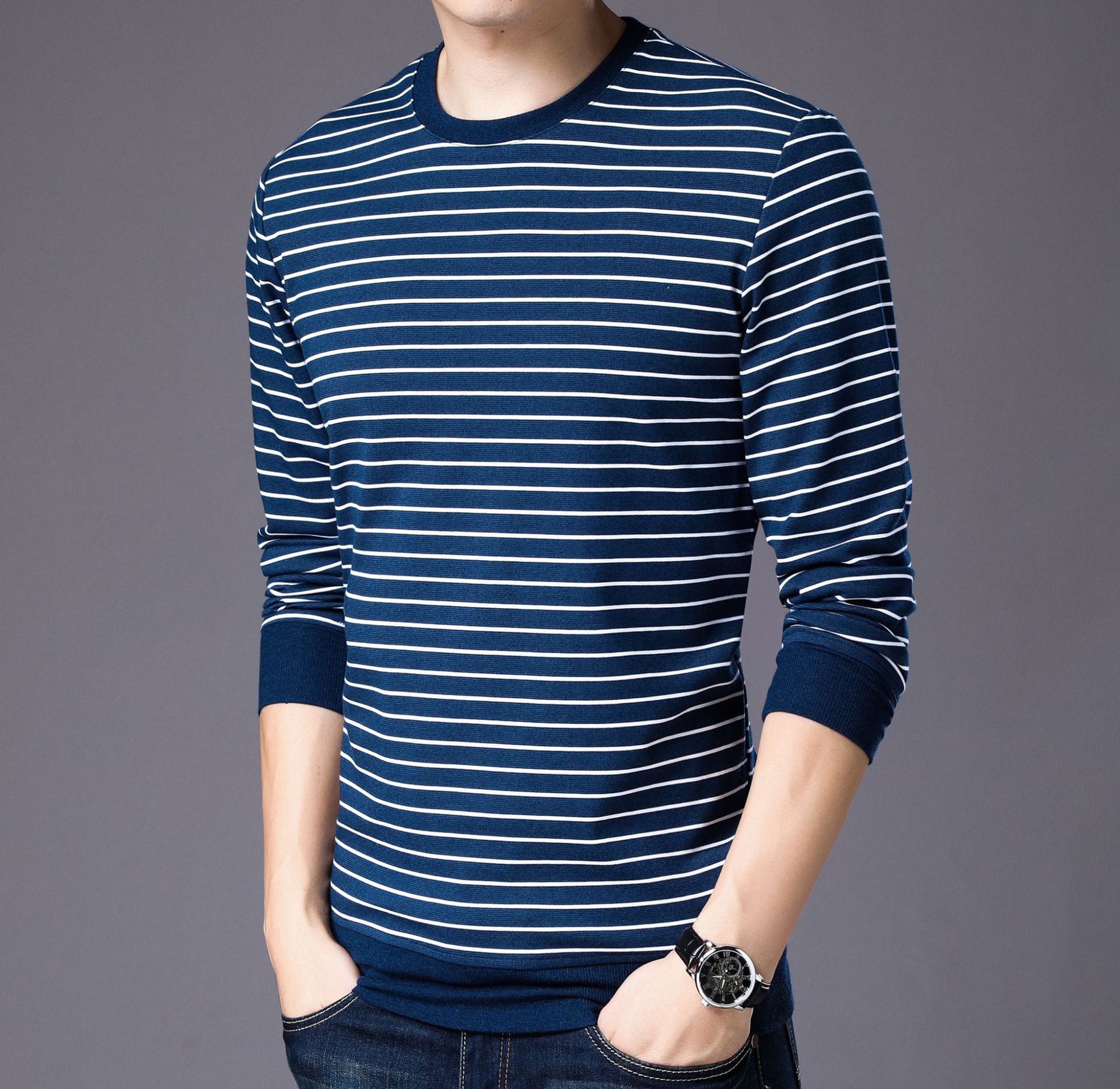 Title 3, Striped color block T-shirt pullover long sleeves