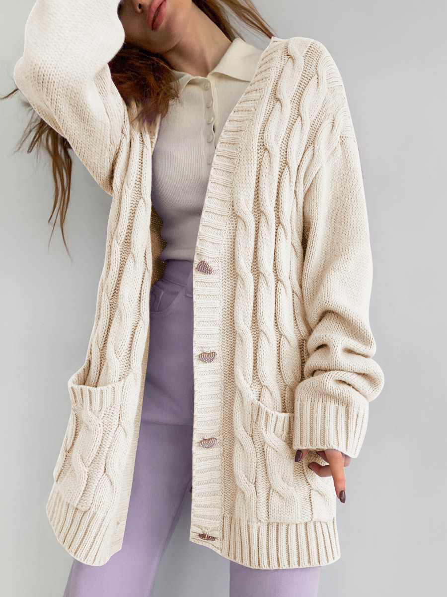 Title 5, Loose Mid-length Knitted Cardigan Jacket