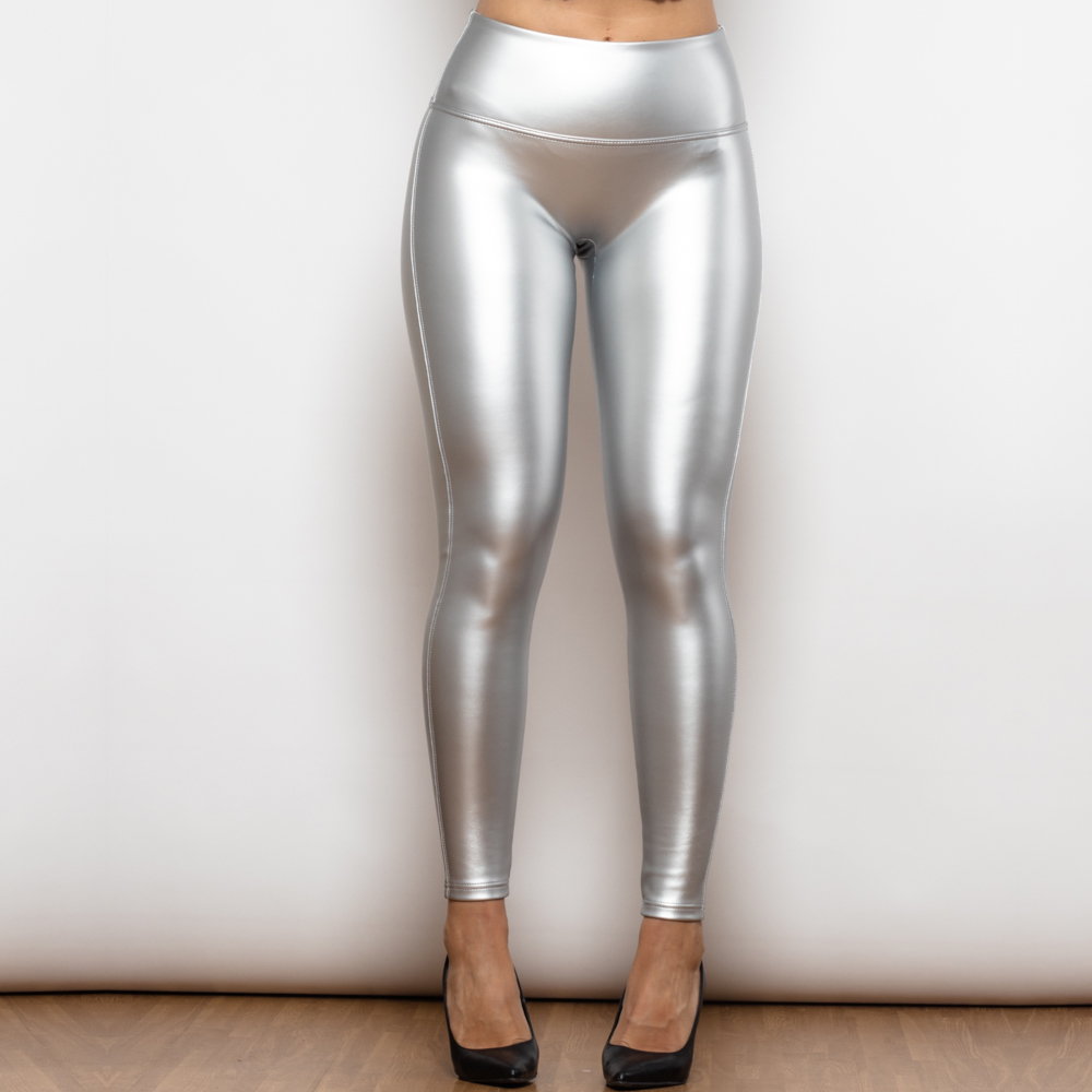 Shascullfites Melody Leather Leggings Scrunch V Shape Leather V Back Sexy Black PU Leather Tights Women High Waist Pants