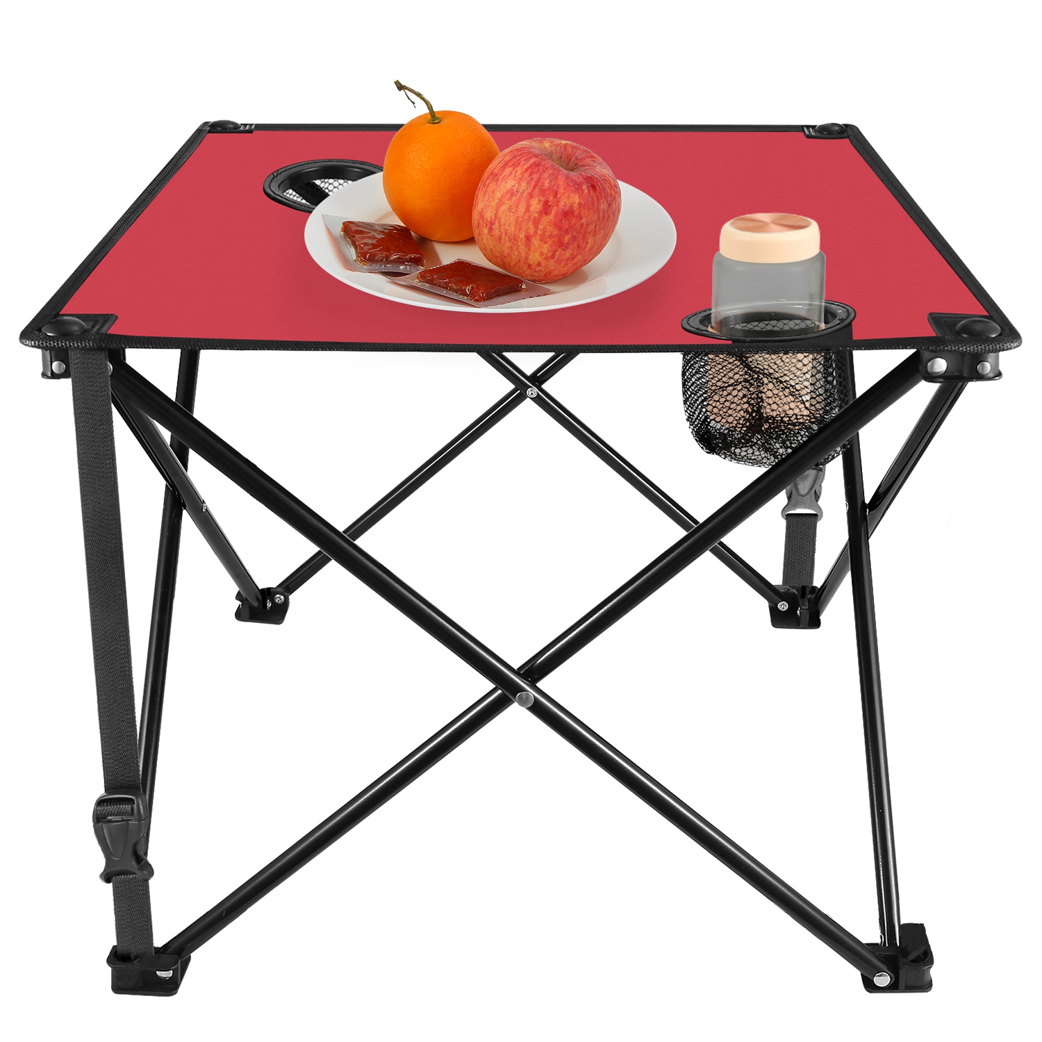 1Pc 2Pc Options Foldable Camping Table Portable Picnic Table Lightweight Travel Desk With 2 Cup Holders Carrying Bag Color Options Black Orange Green Red Blue Navy Blue image 47