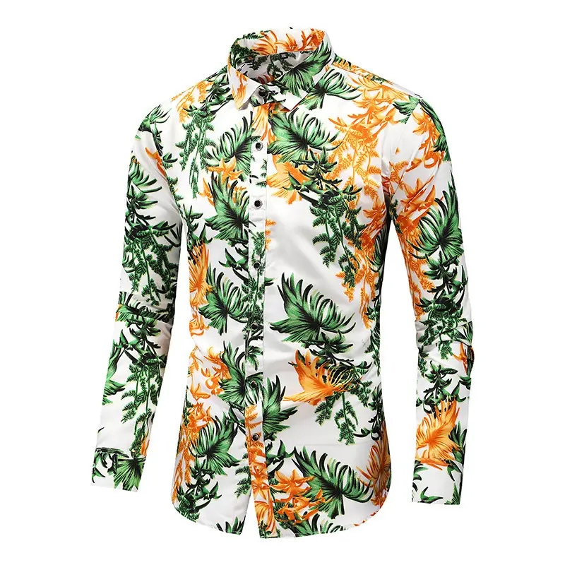Oversized Men's Printed Long-sleeved Shirt