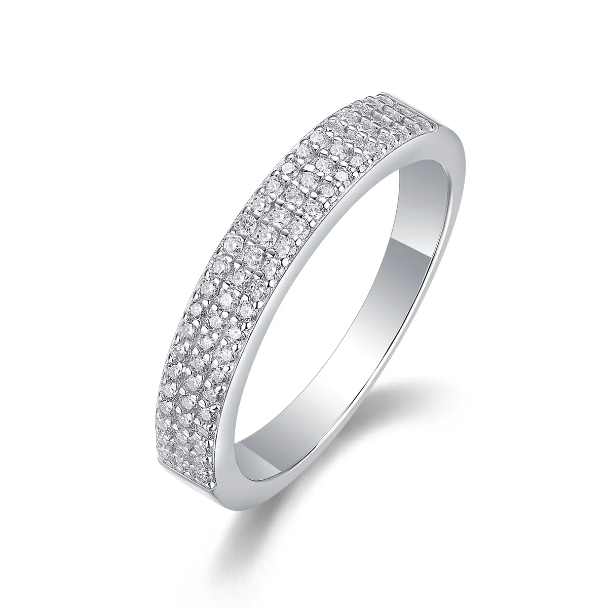 S925 Silver 2.4g Platinum Plated Moissanite Ring