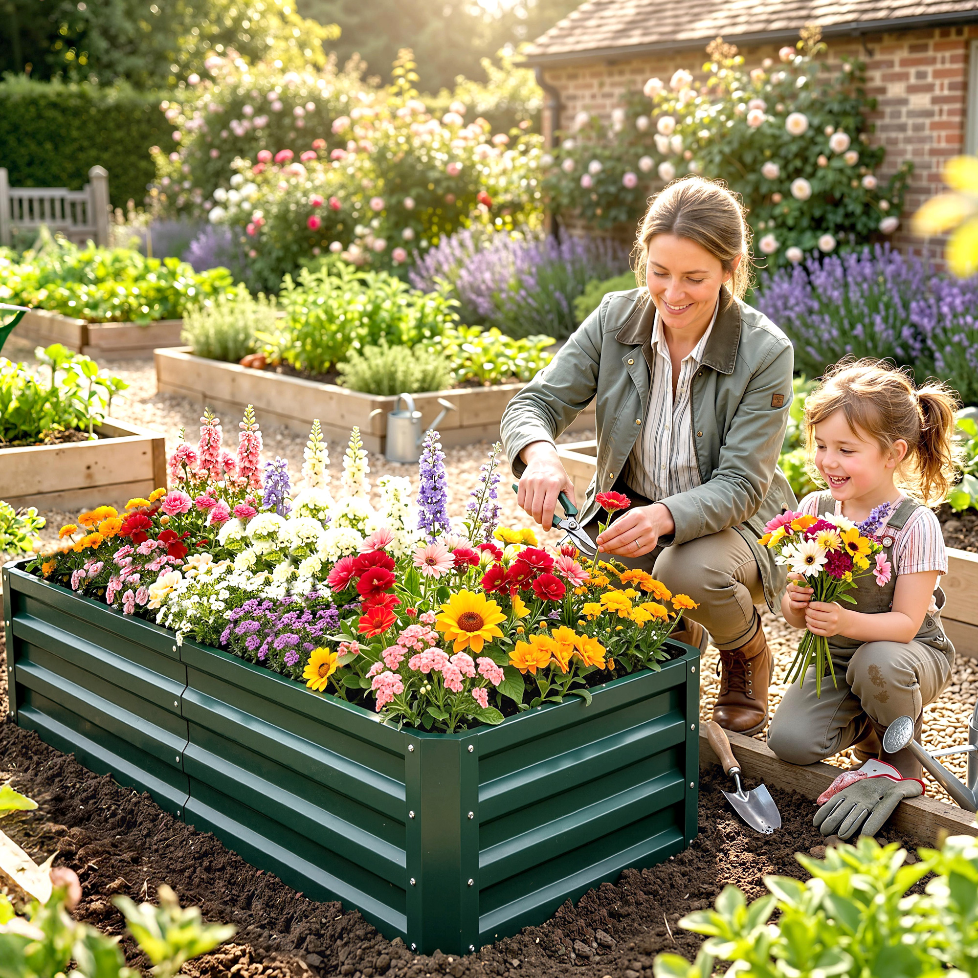 Garden Elevated Flower Beds, Galvanized Outdoor Planting Boxes, Suitable — image 9