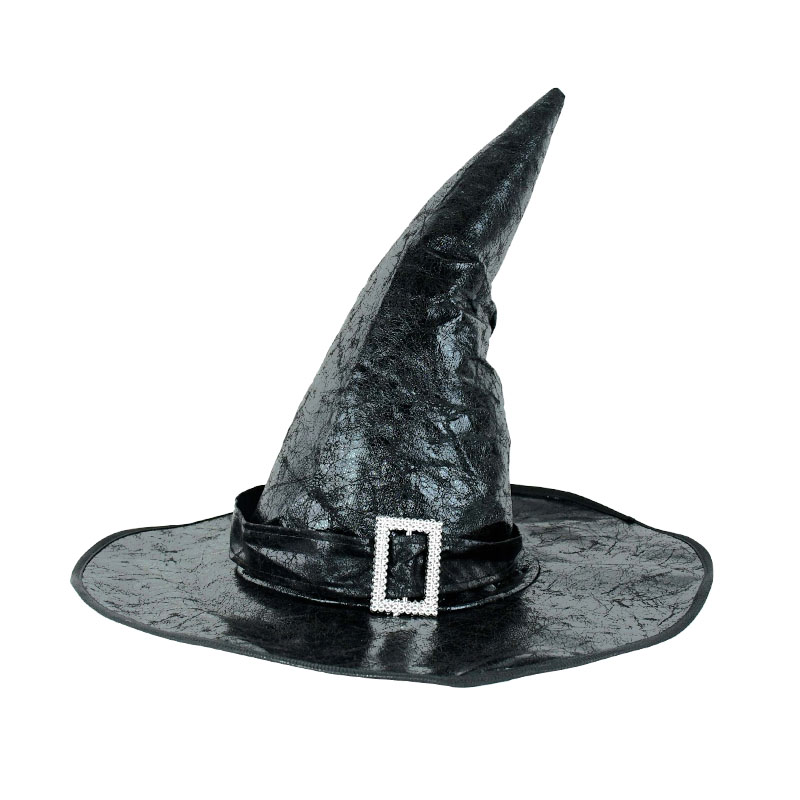 Chapeau de sorcière en cuir noir ou marron 2