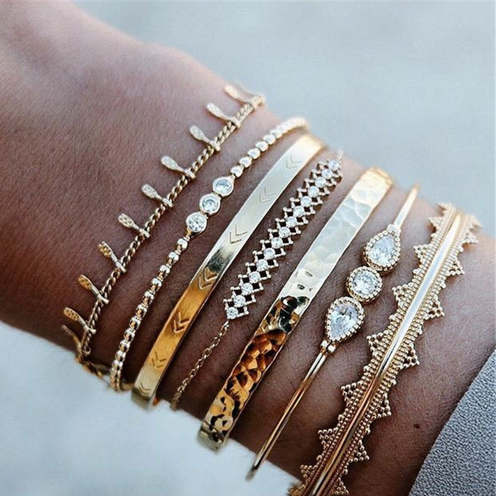 Leaf Love Triangle LOVE Bracelet Set