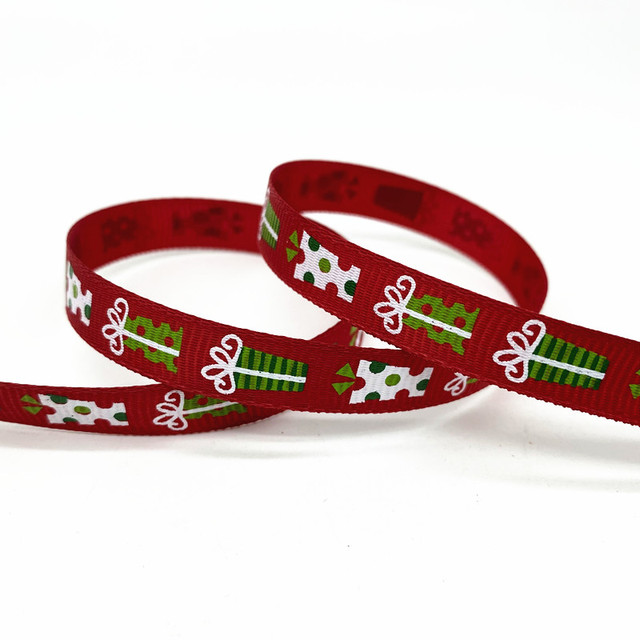 Size 5 10mm Christmas Ribbon Printed Grosgrain Ribbon